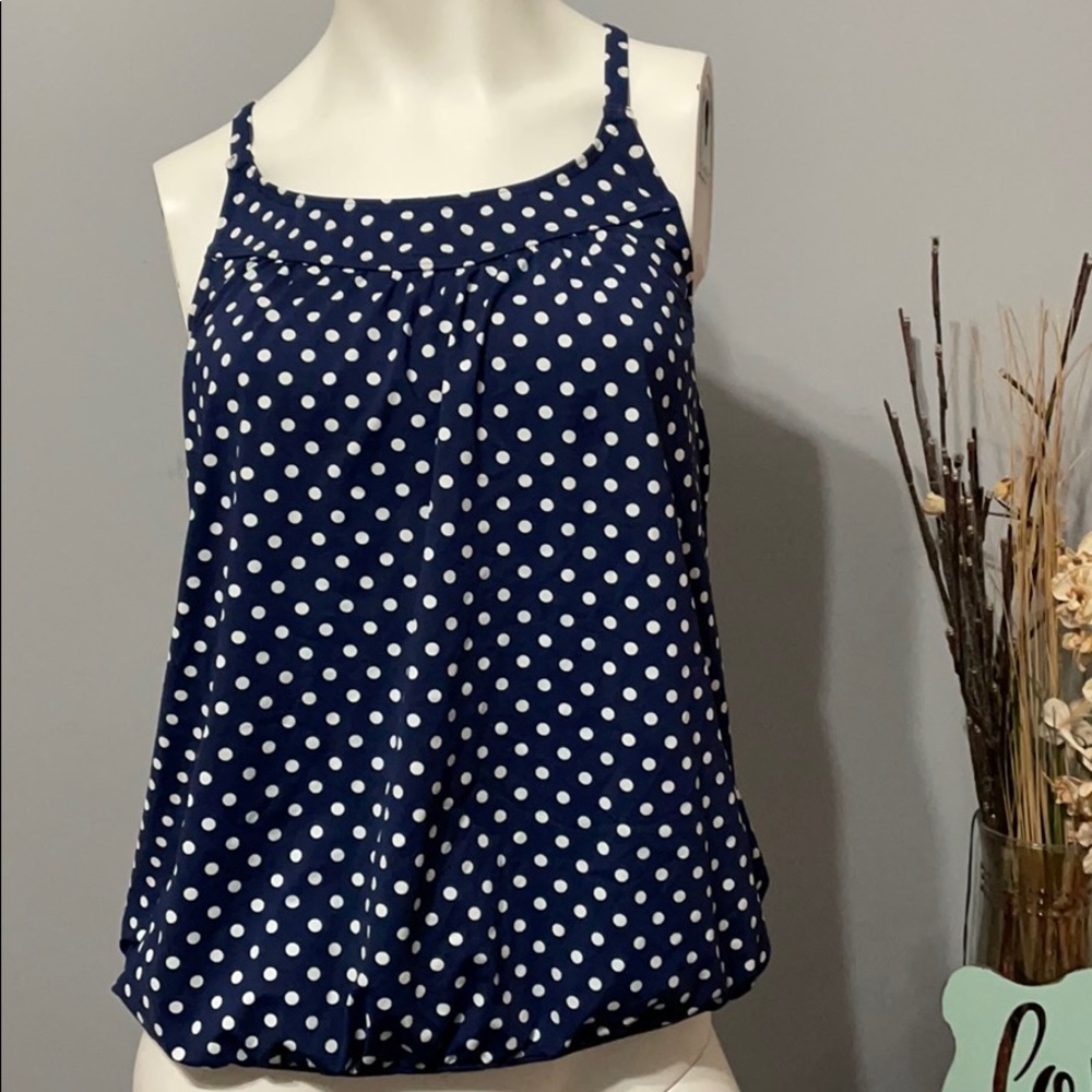Lands’ End swim top shelf cup bra, gathered waist. Bundle & Save!!